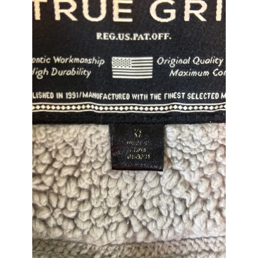 True Grit Mens Grey Sherpa Fleece Quarter Zip Pullover Sweater 51M231OSH XS gray